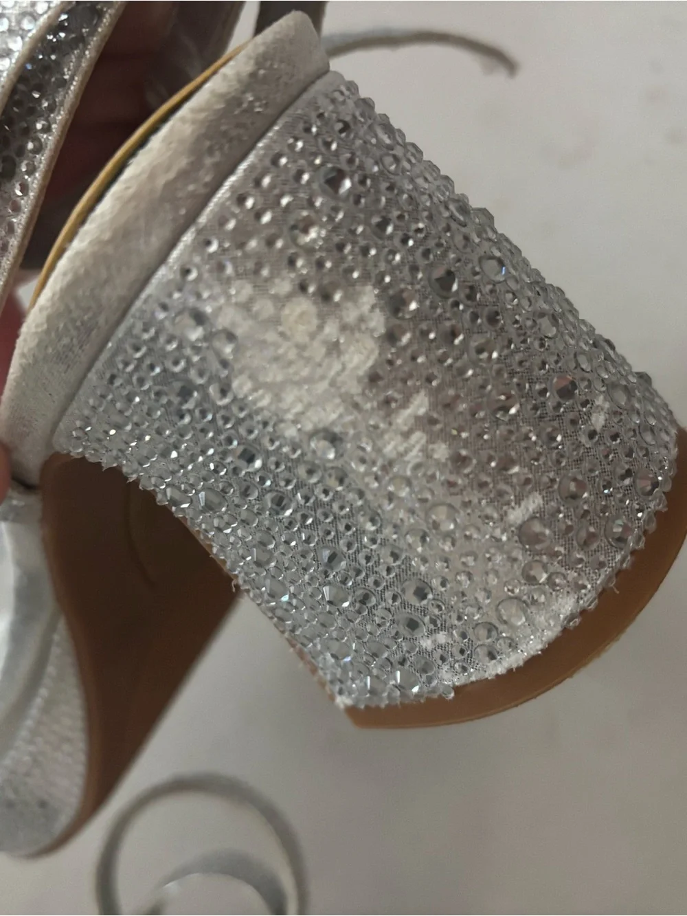 Gianni Bini Silver Rhinestone Block Heel Sandals